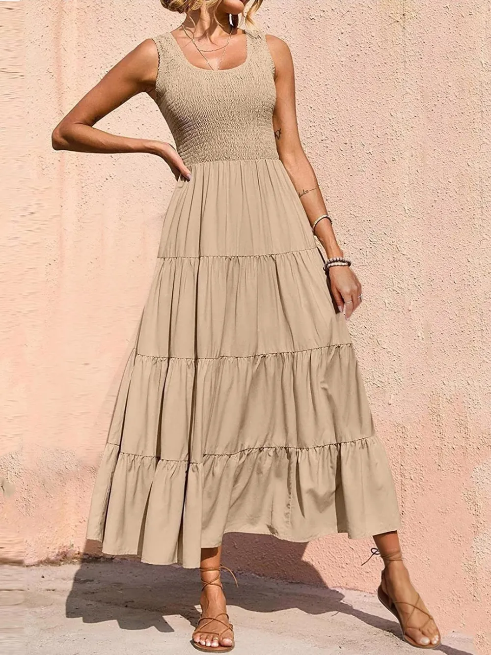 Tiered Smocked Wide Strap Dress, image 20