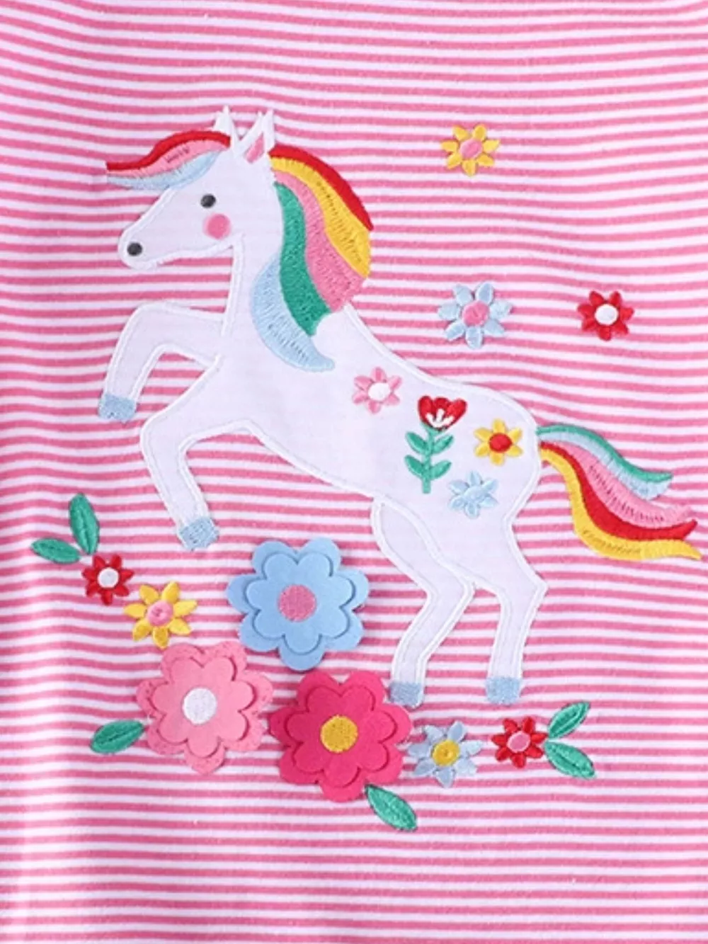 C=Children's Unicorn Ruffle Sleeve Striped T-Shirt, image 2