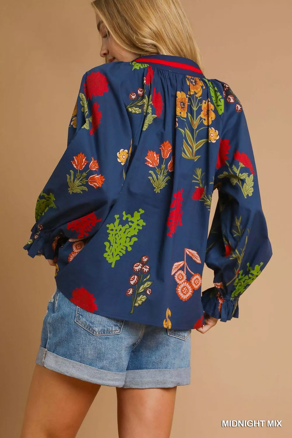 Floral Print Flounce Sleeve Blouse, image 3