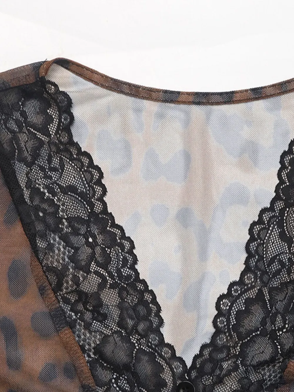 Leopard V-Neck Lace Bodysuit, image 5