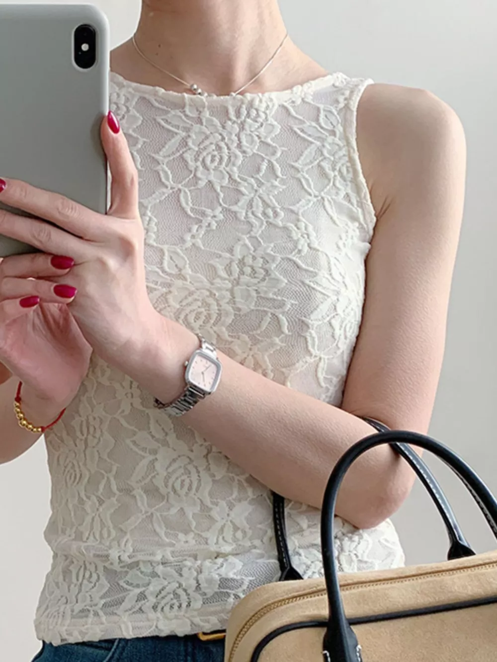 Lace Round Neck Tank, image 10