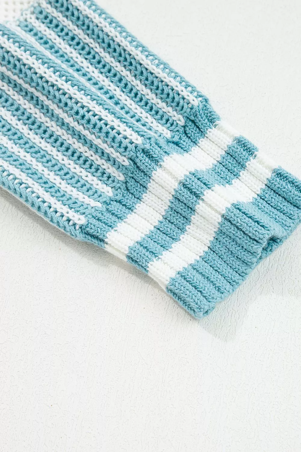 Two Tone Striped Patchwork Drop Shoulder Loose Sweater, image 9