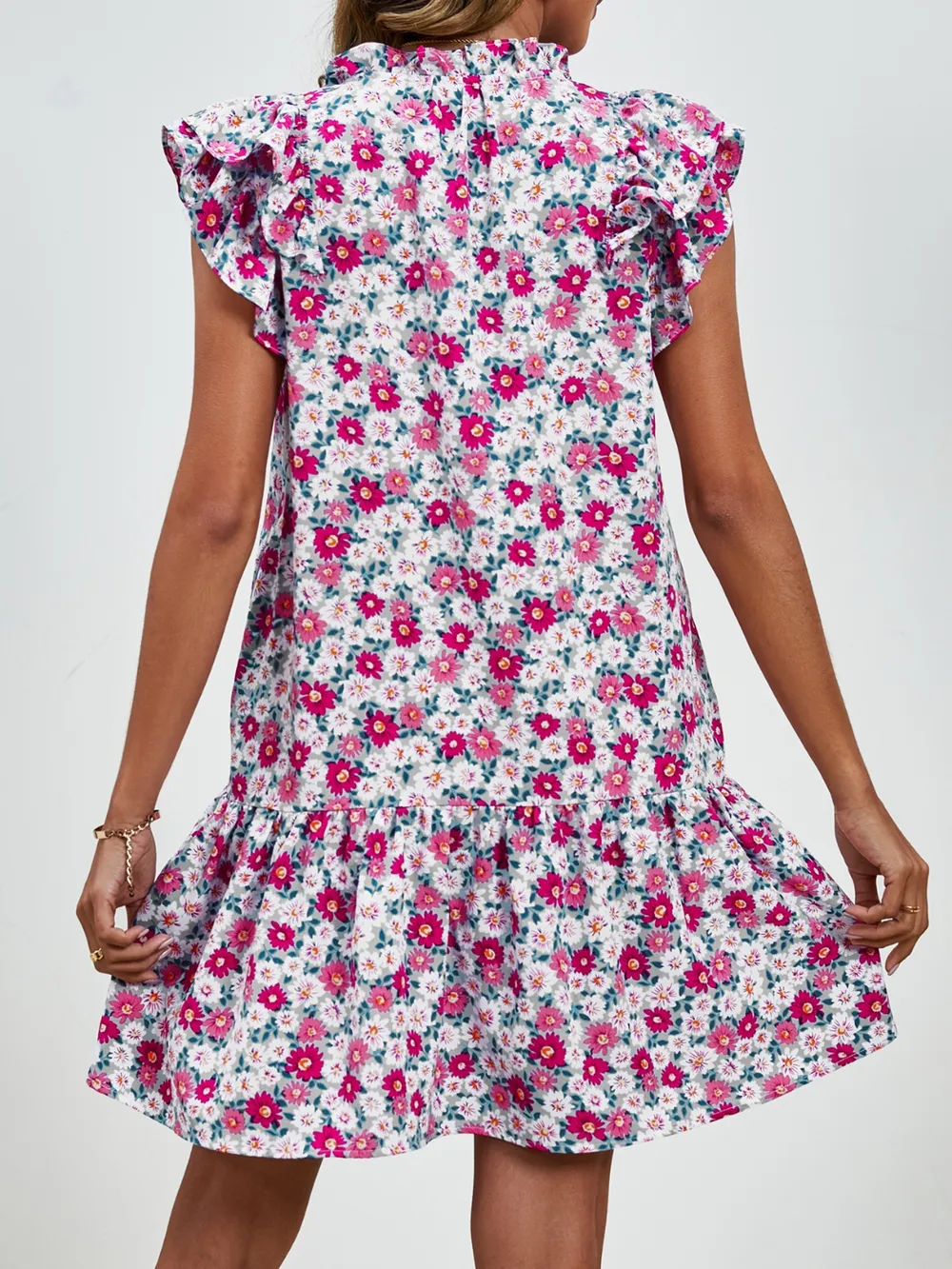 Tied Floral Cap Sleeve Mini Dress, image 24