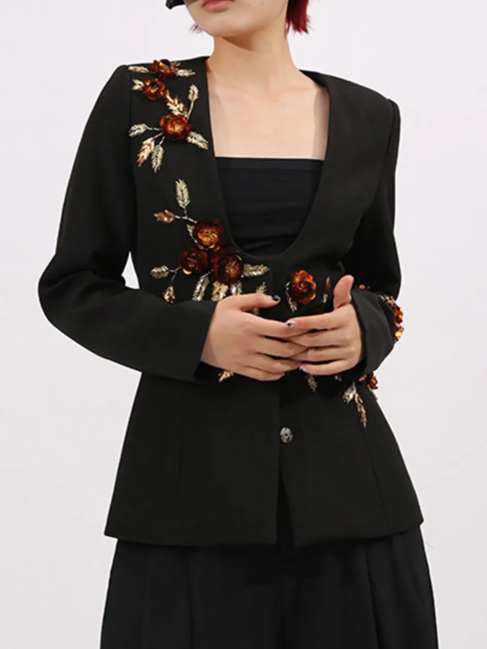 Embroidered Long Sleeve Blazer, image 3