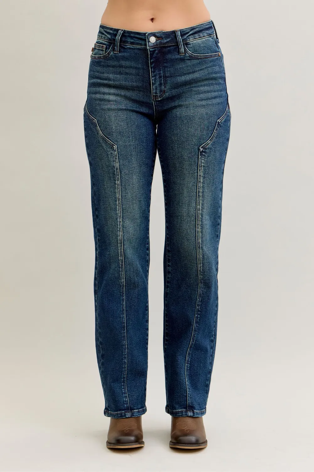 Full Size Seam Detail Straight Leg Jeans Plus Size