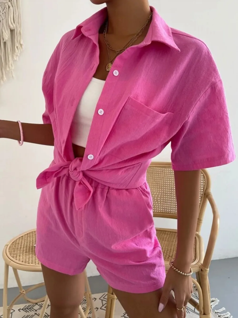 Button Up Short Sleeve Shirt and Shorts Set, image 20