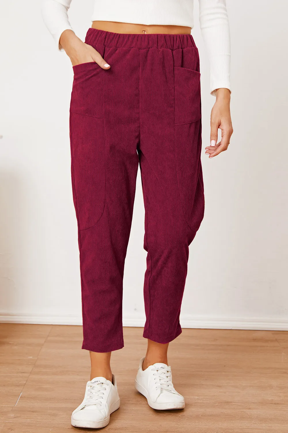 Pocketed Elastic Waist Pants, image 8