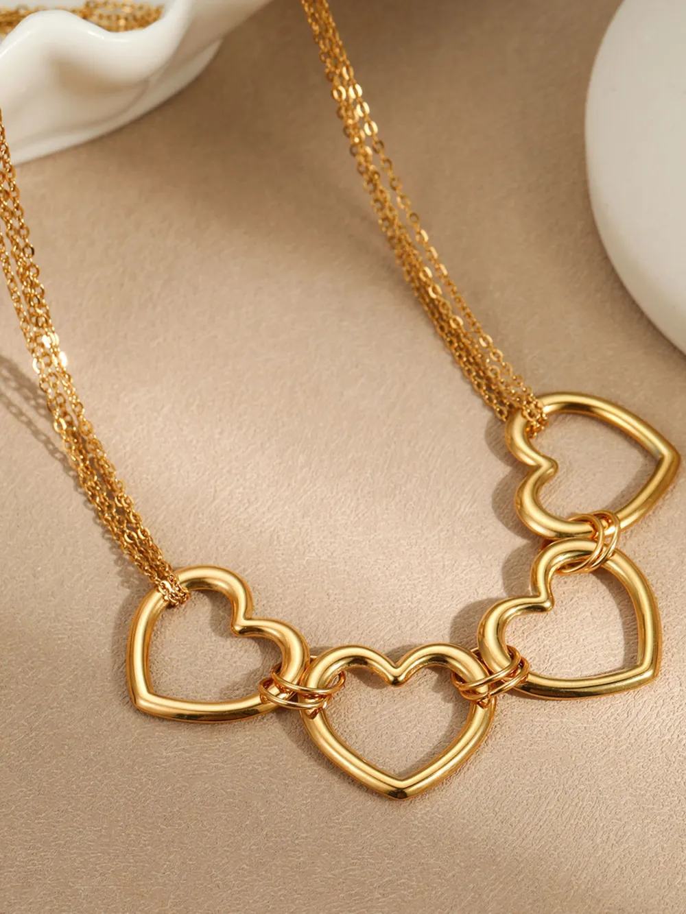 18K Gold-Plated Stainless Steel Heart Necklace, image 3