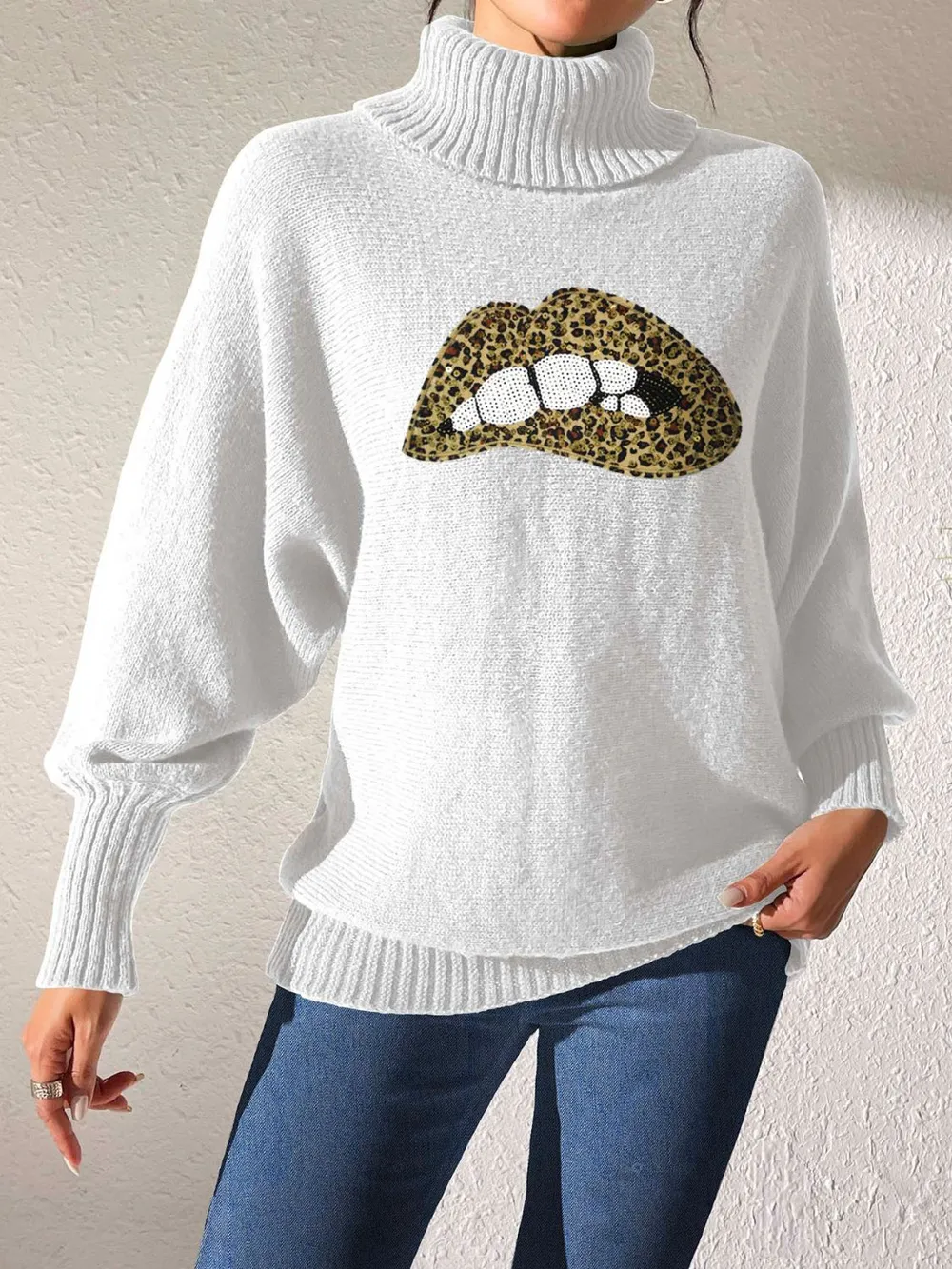 Lip Turtleneck Long Sleeve Sweater, image 25