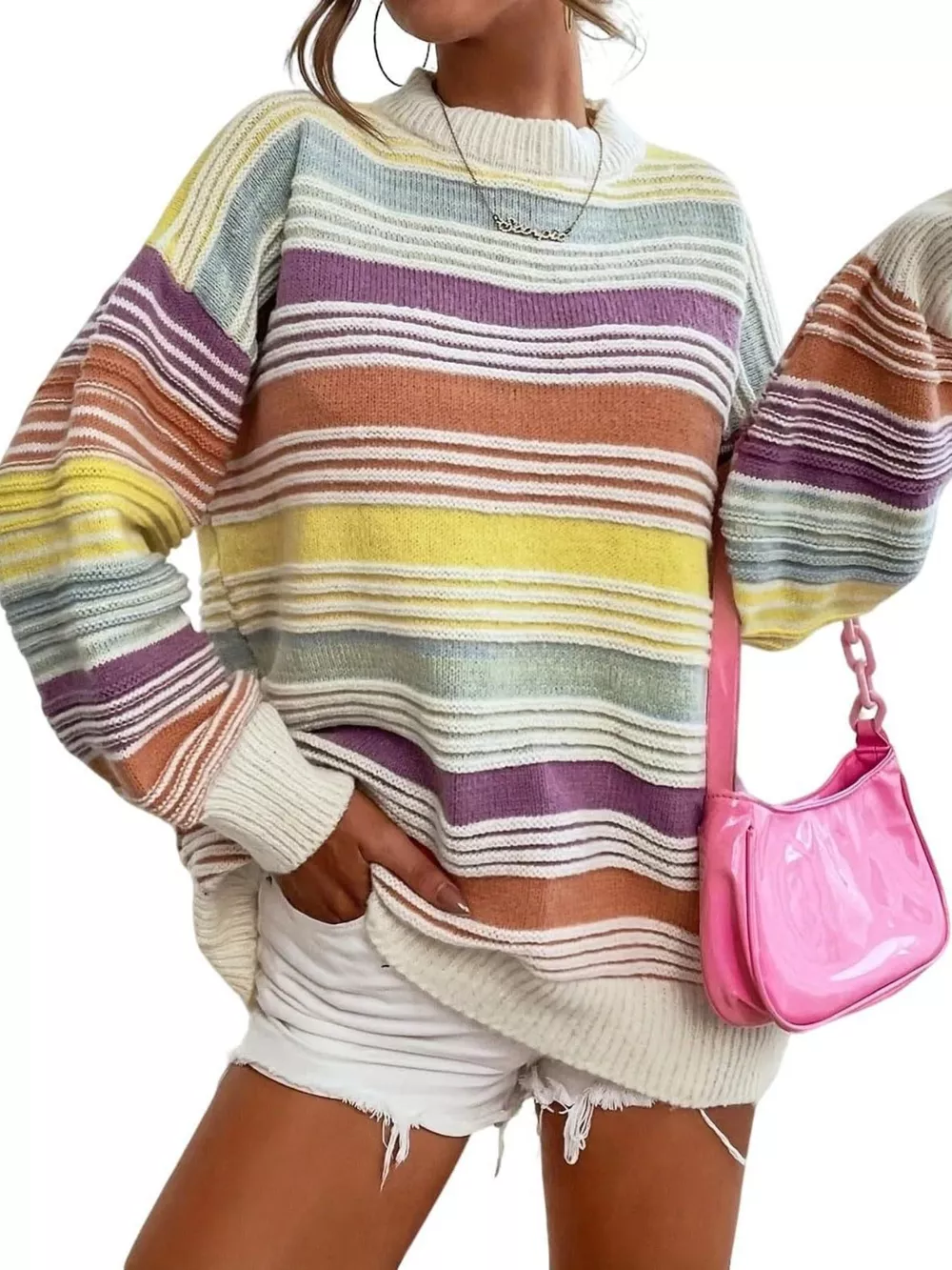 Striped Knit Long Sleeve Sweater, image 7