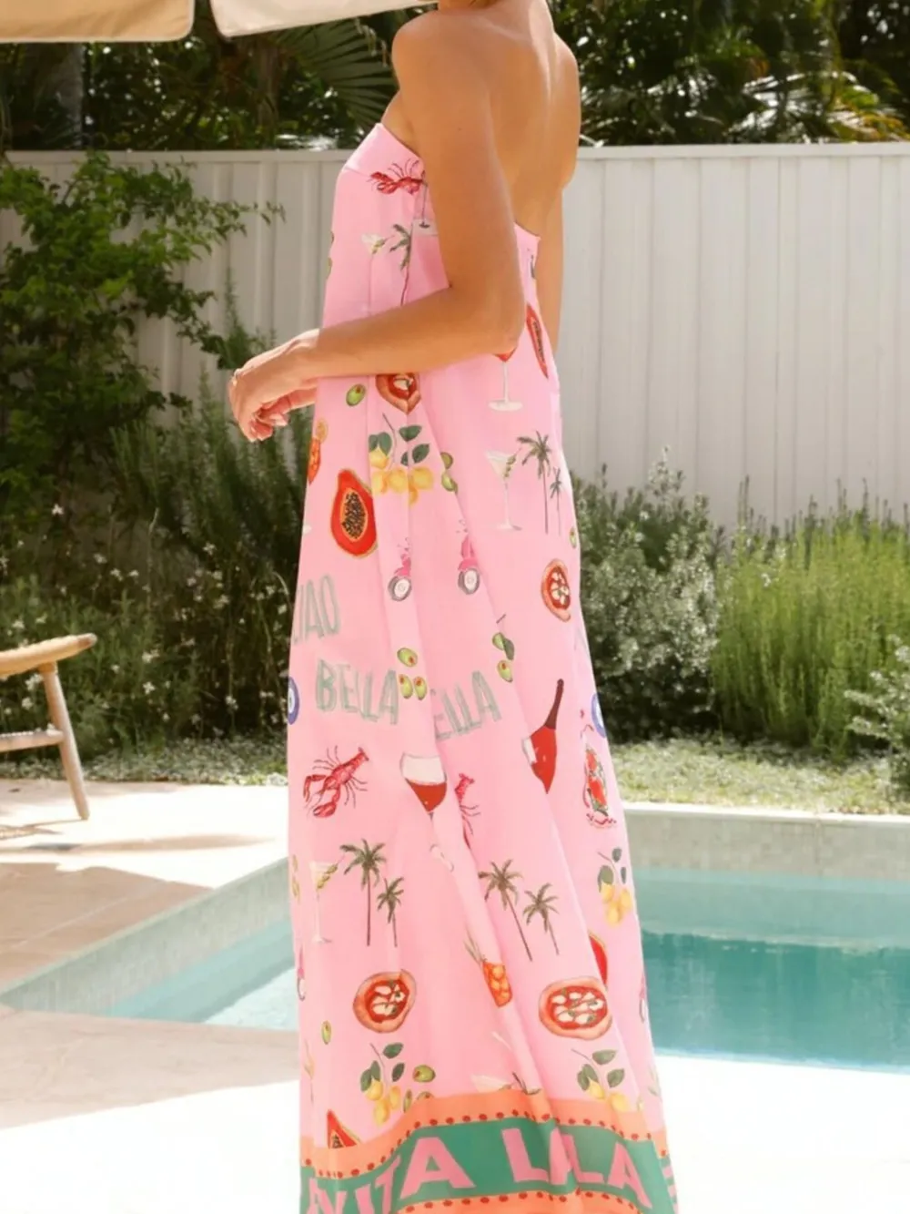 Printed Strapless Summer Maxi Dress, image 4