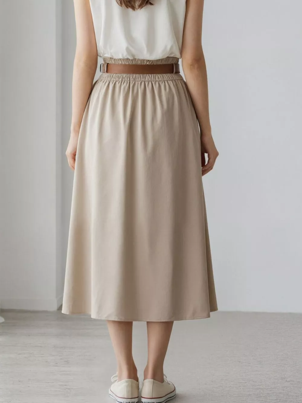 High-Waisted A-Line Midi Skirt, image 2