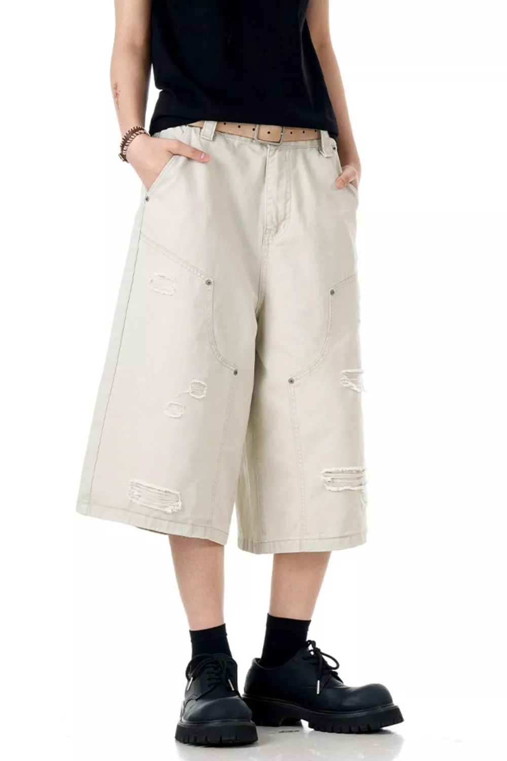 Men's Distressed Wide Leg Shorts, image 5