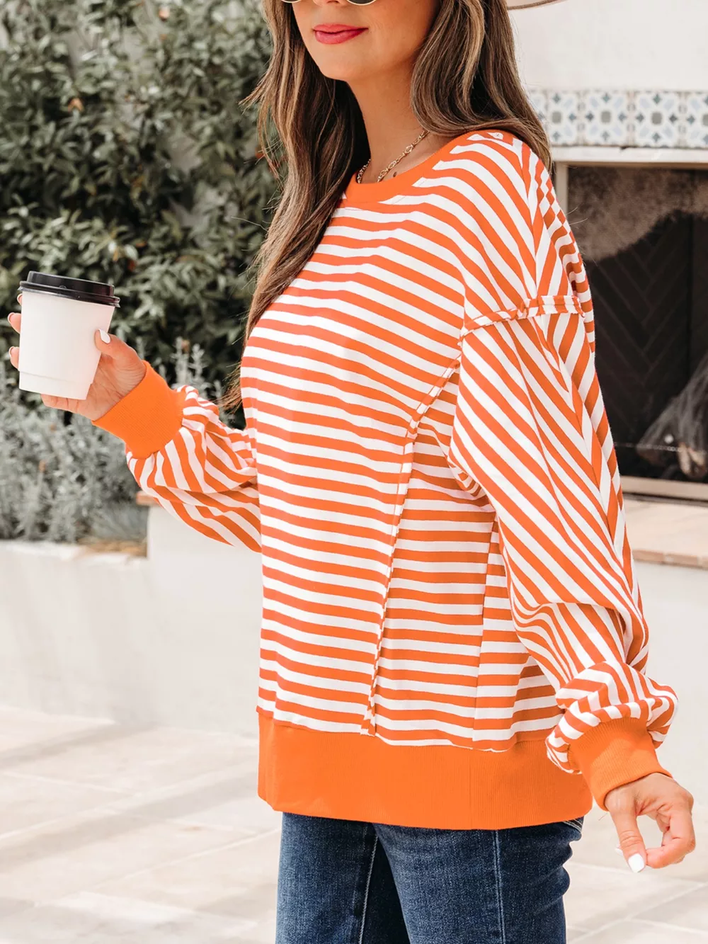 Striped Long Sleeve Casual Sweatshirt, image 9