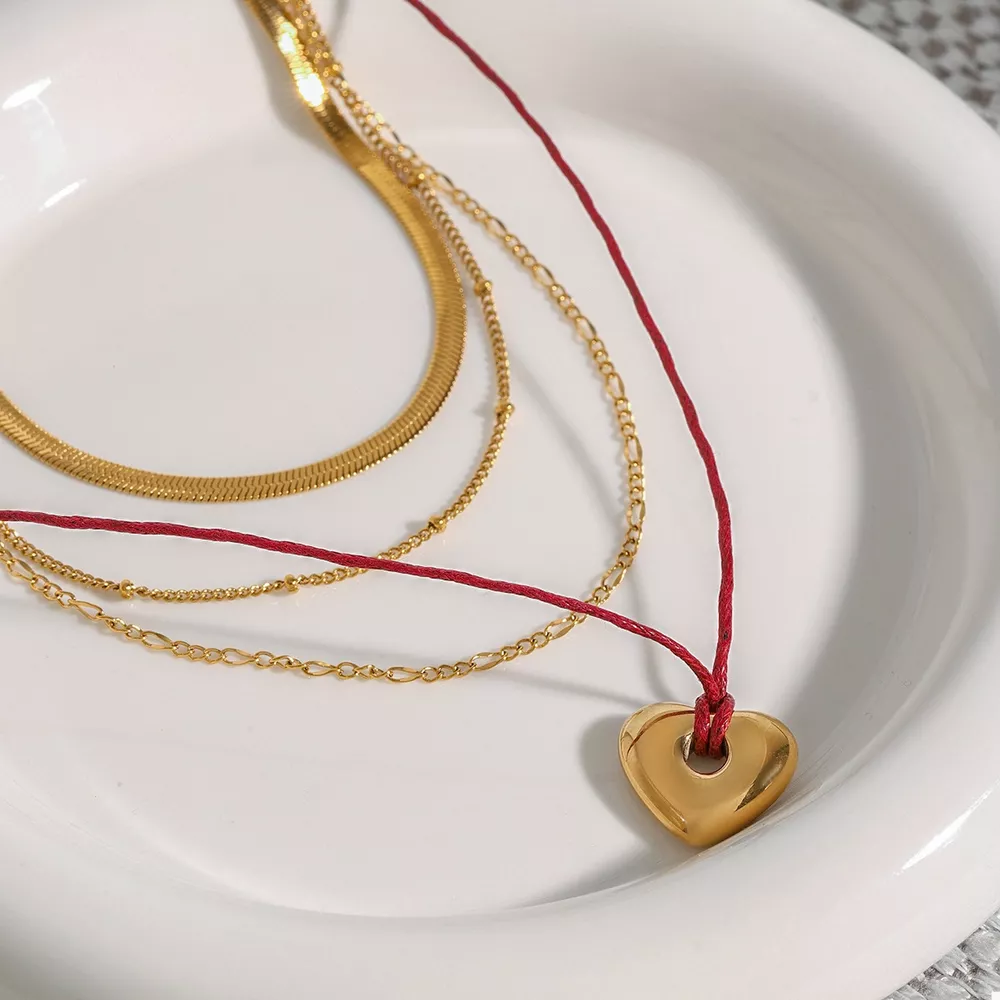 Stainless Steel Four-Layered Heart Necklace, image 7