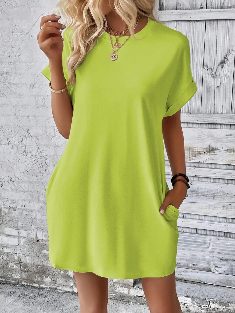 Round Neck Short Sleeve Mini Dress, image 21