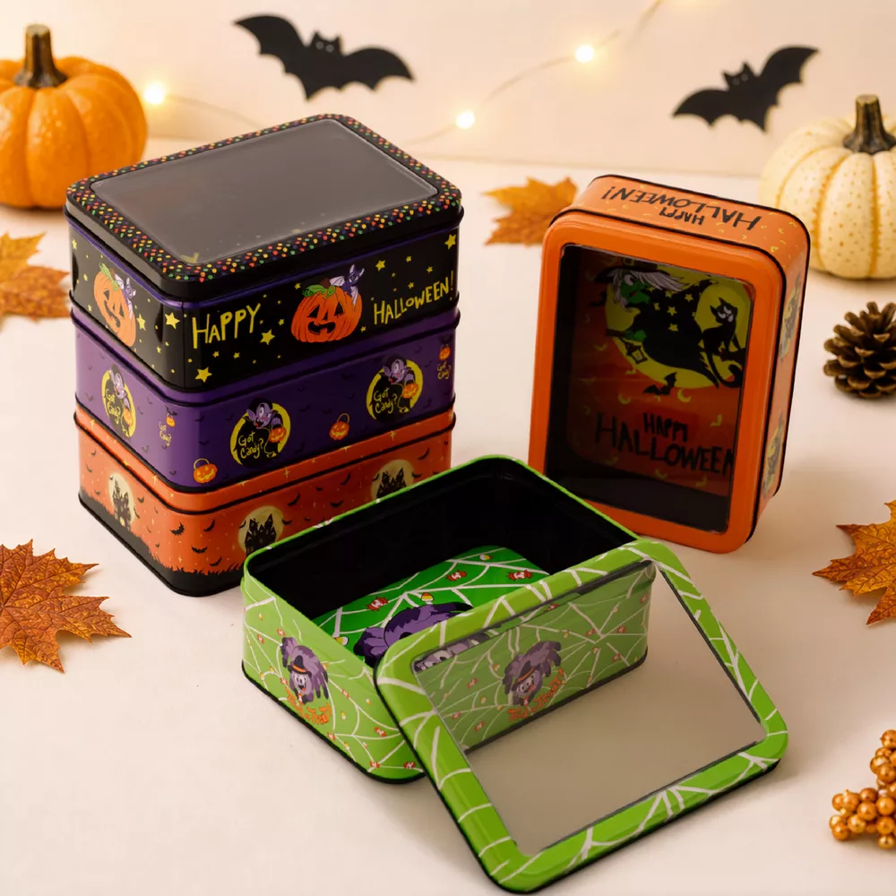 Halloween Decorative Metal Storage Box with Window Display, image 3