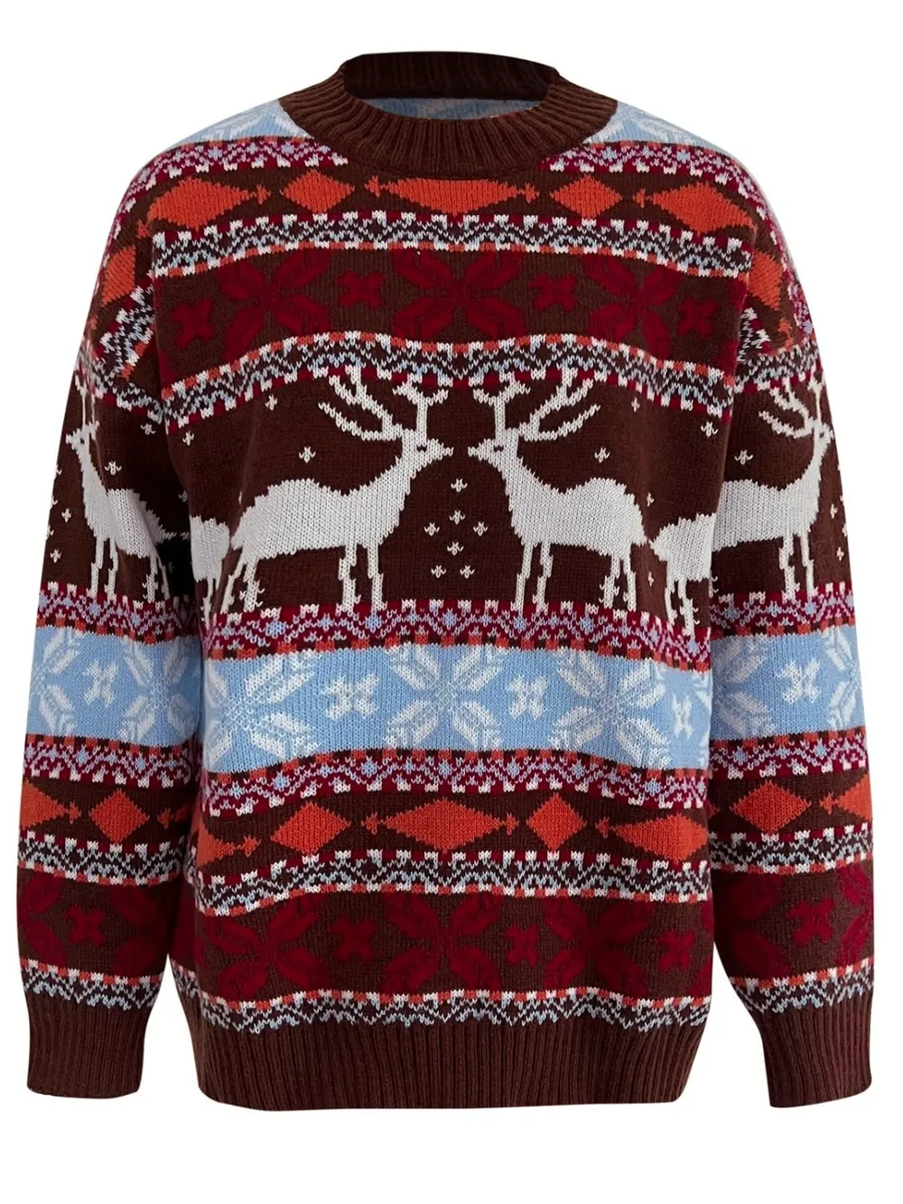 Geometric Round Neck Dropped Shoulder Sweater, image 11