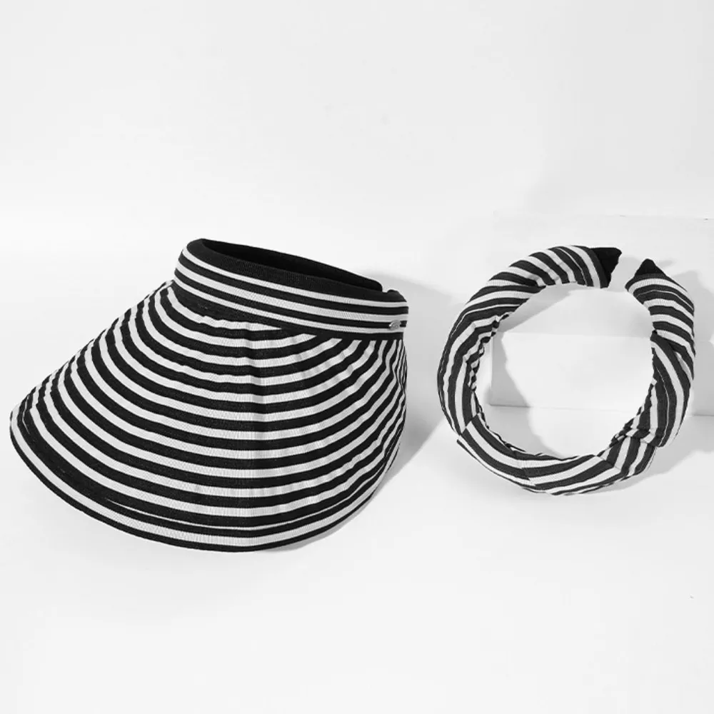 Striped Wide Brim Sun Visor Hat, image 2