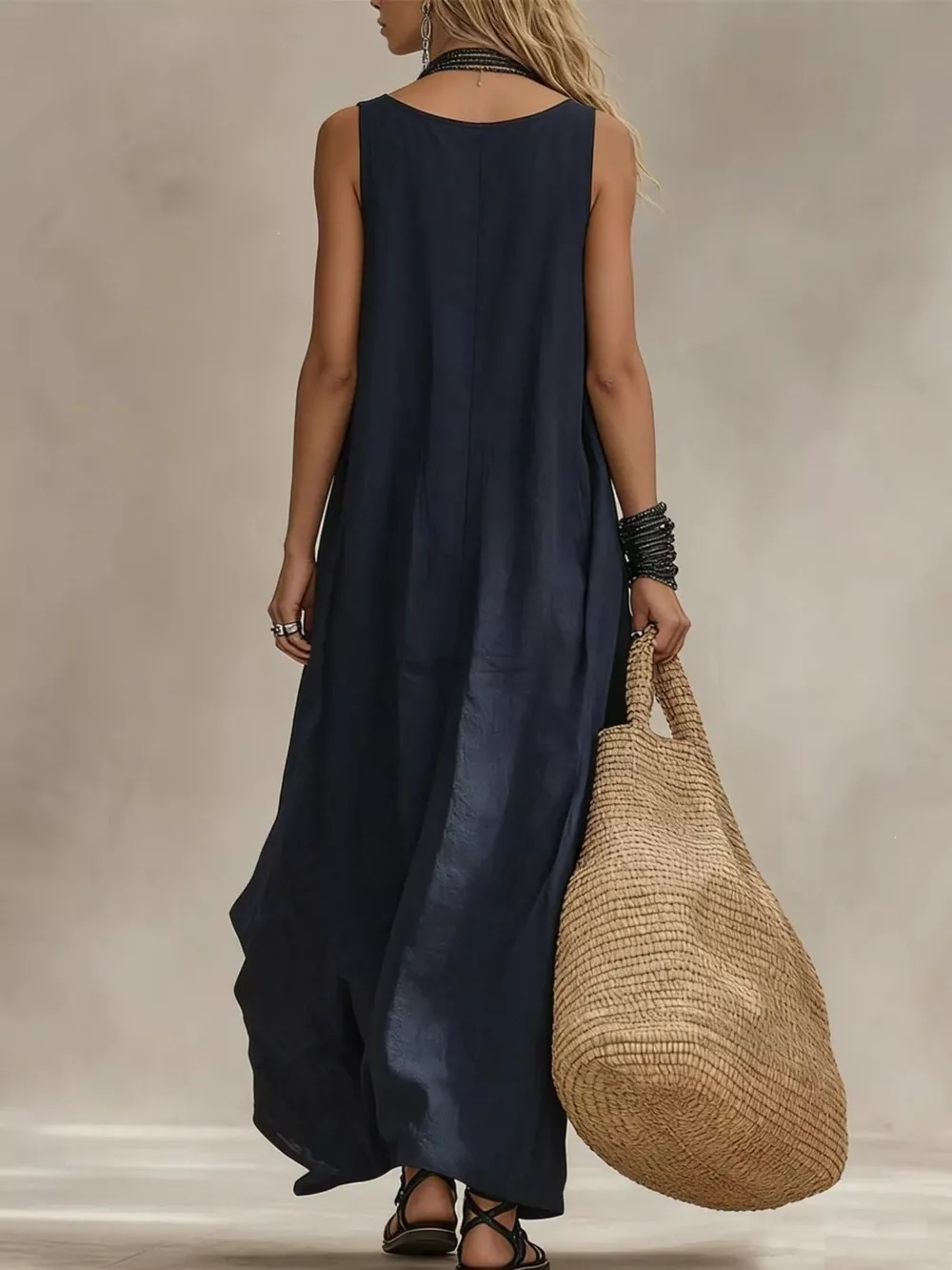 Full Size Scoop Neck Sleeveless Maxi Dress Plus Size, image 4