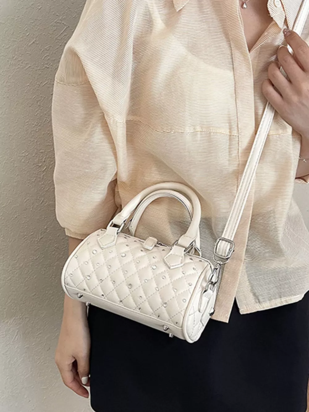 Quilted Barrel Handbag, image 6