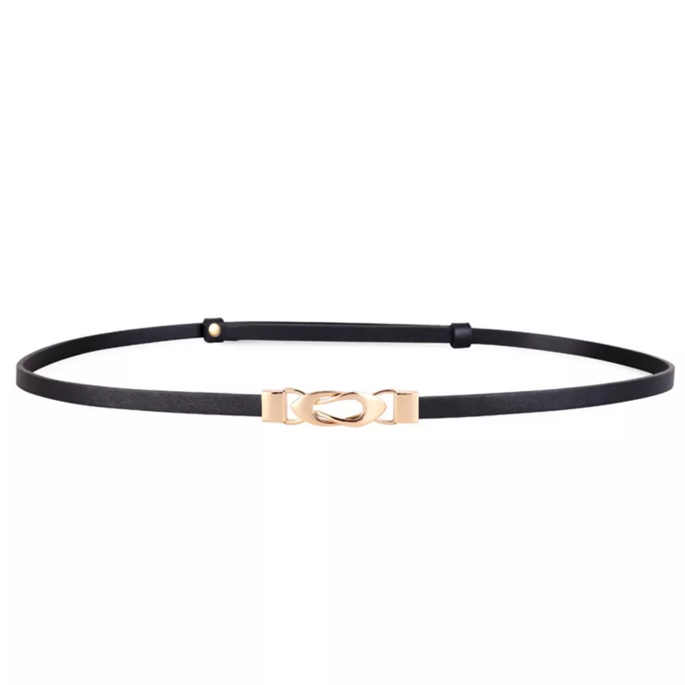 Skinny Leather Belt with Interlocking Buckle, image 5