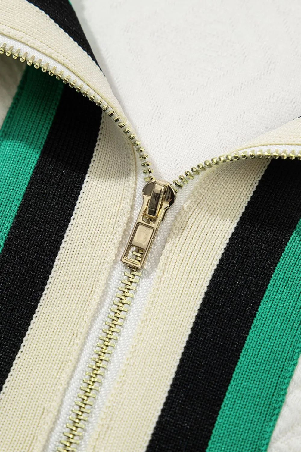Striped Collared Zip Up Textured Dress, image 6