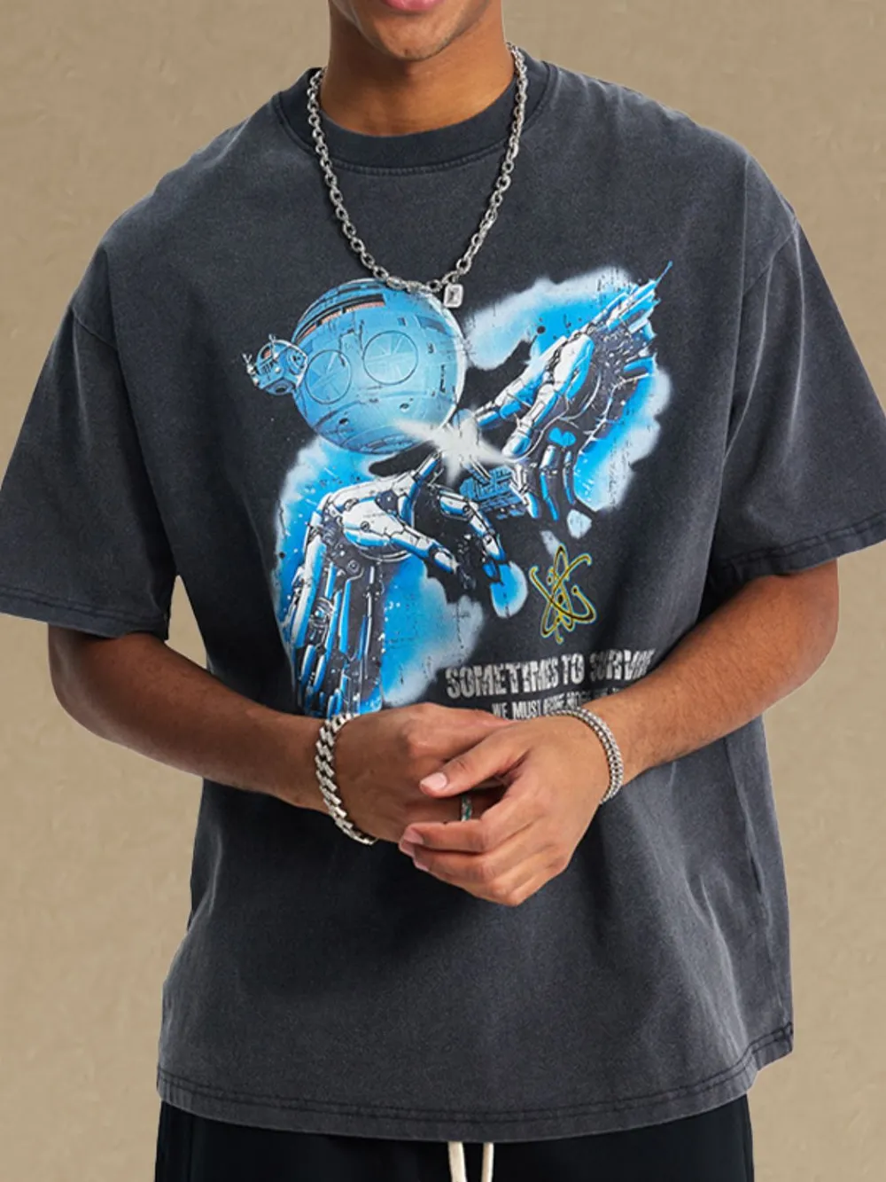 Men's Graphic Round Neck Half Sleeve T-Shirt, image 4