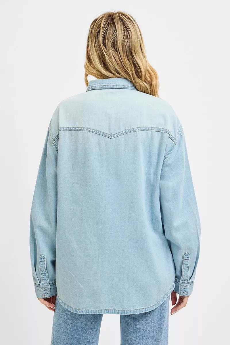 Western Yoke Style Relaxed Fit Denim Shirts, image 3