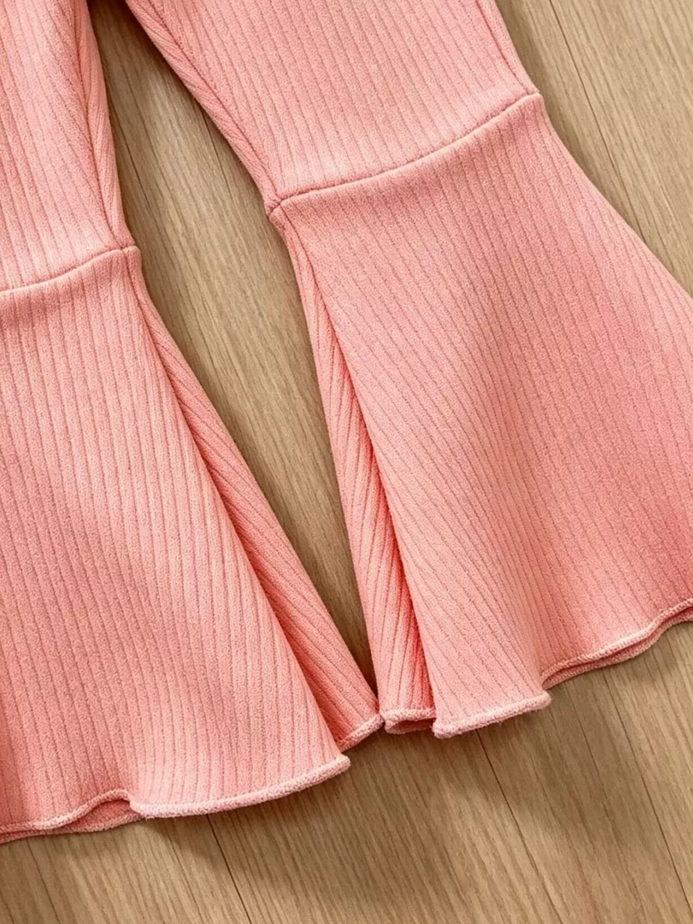 Children's Daisy Ruffled Ribbed Top and Flare Pants Set, image 6