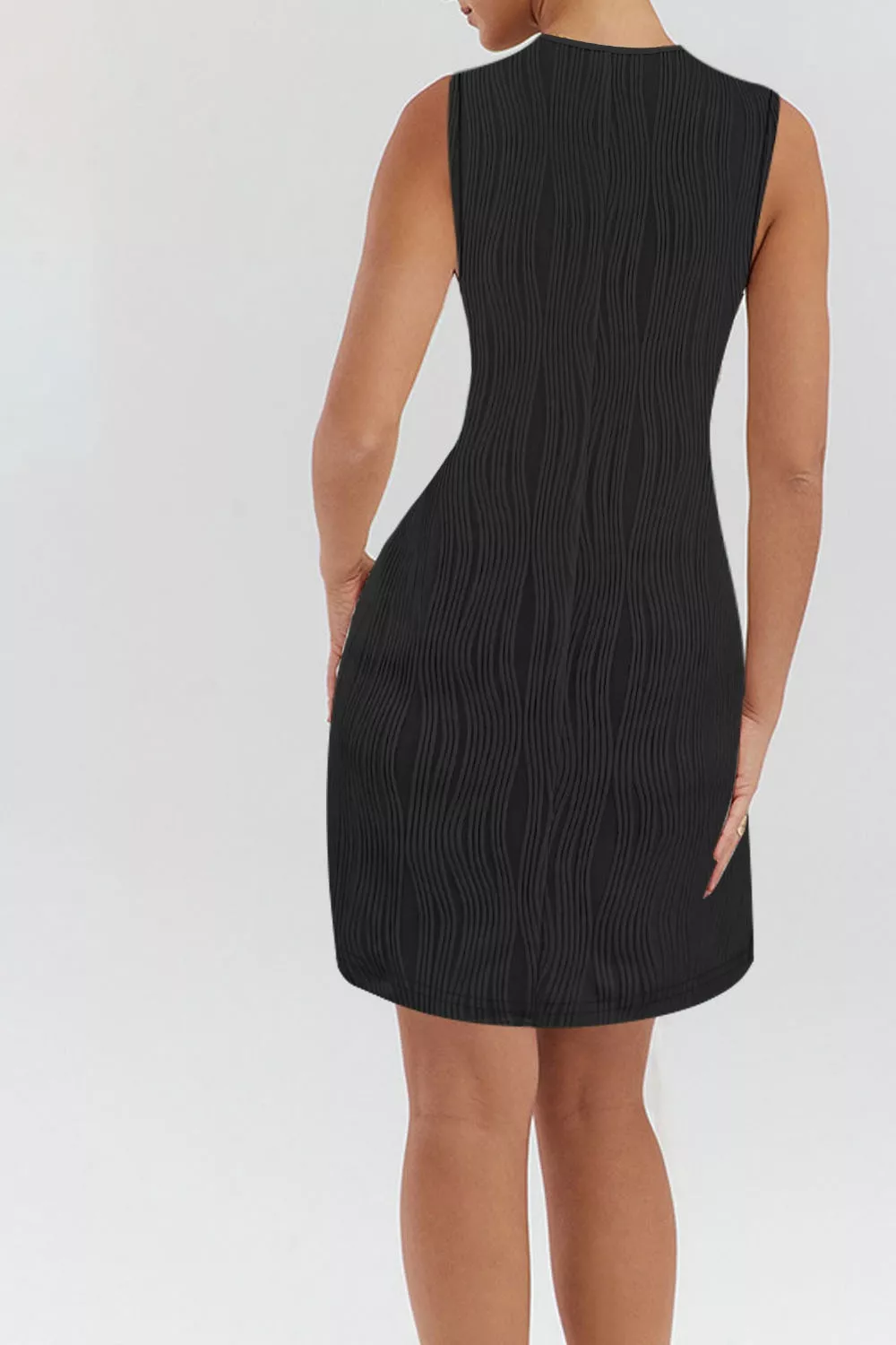 Sleeveless Textured Casual Mini Dress, image 7
