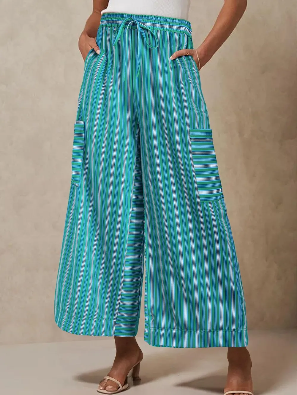 Contrast Striped Wide leg Pants, image 12
