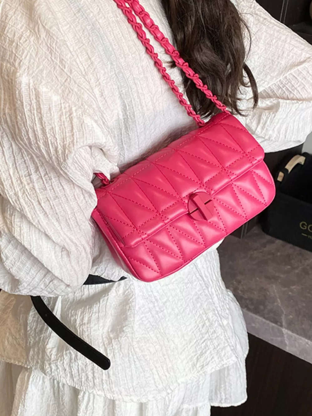 Quilted Chain Strap Crossbody Bag, image 5