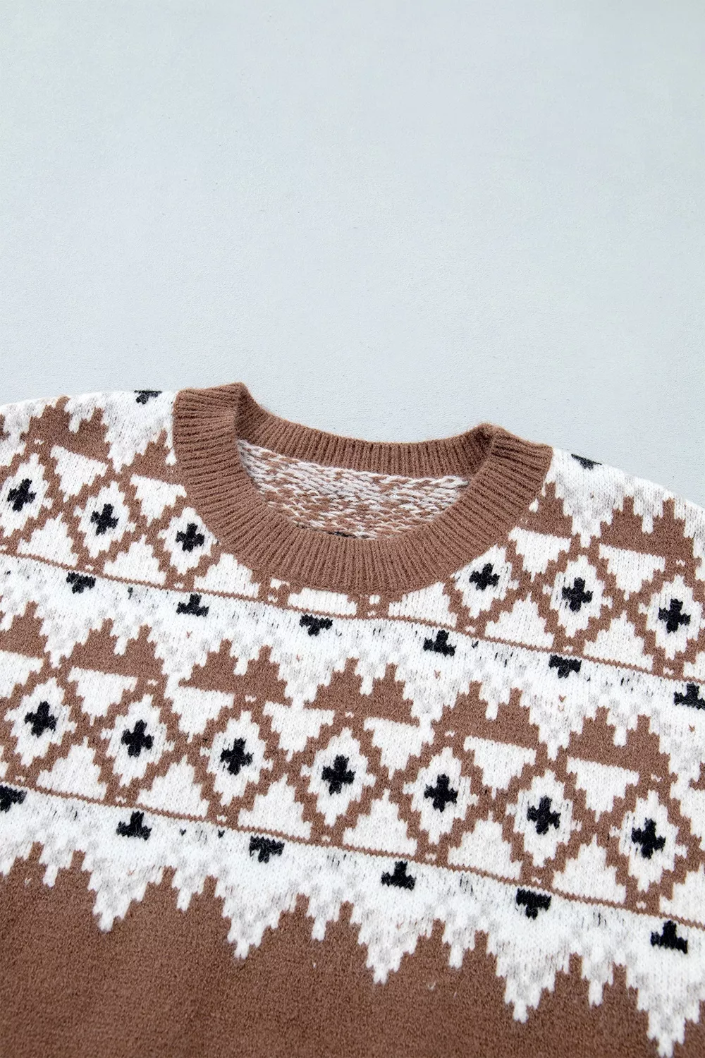 Geometric Print Drop Shoulder Casual Pullover Sweater, image 7
