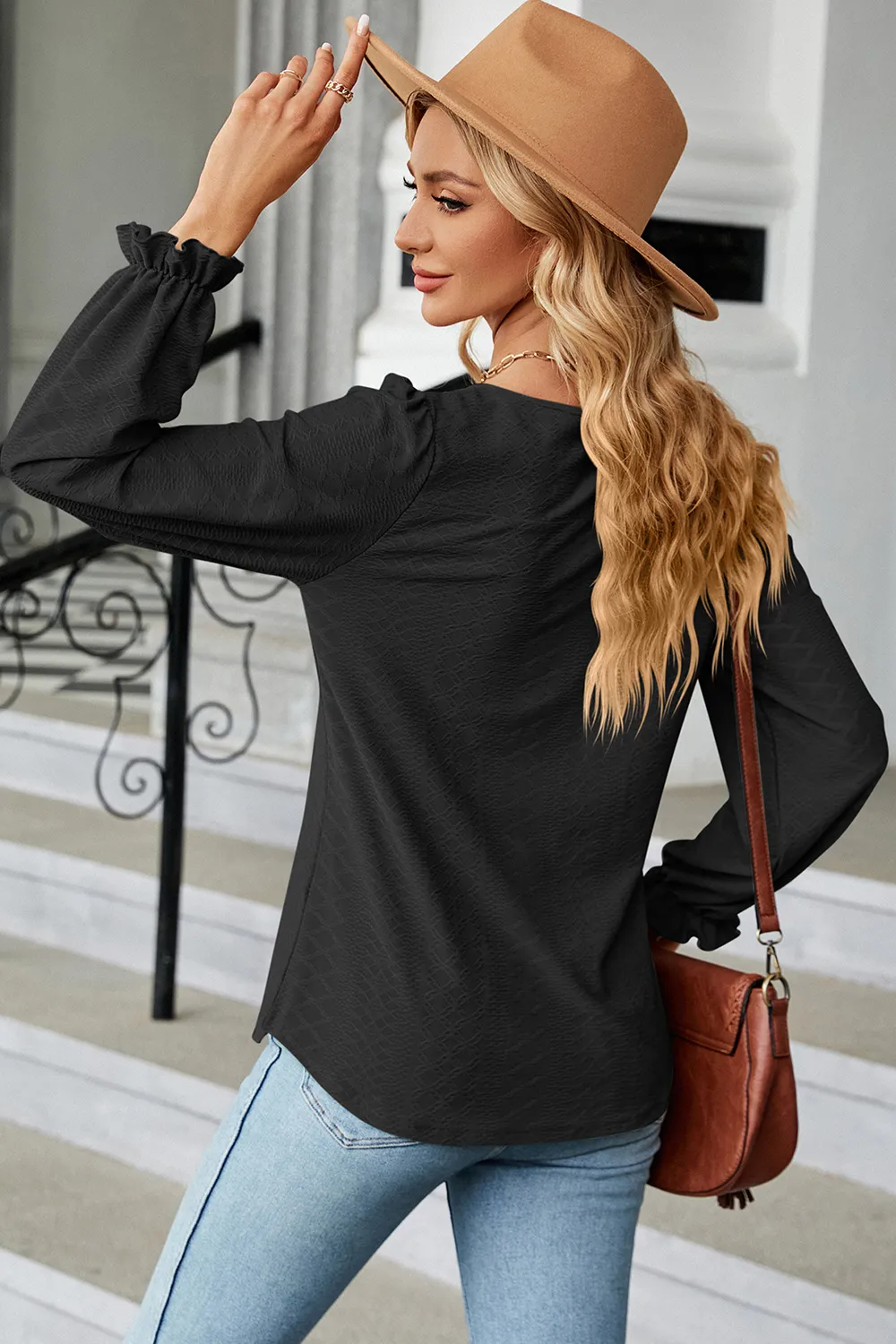 Round Neck Flounce Sleeve T-Shirt, image 22