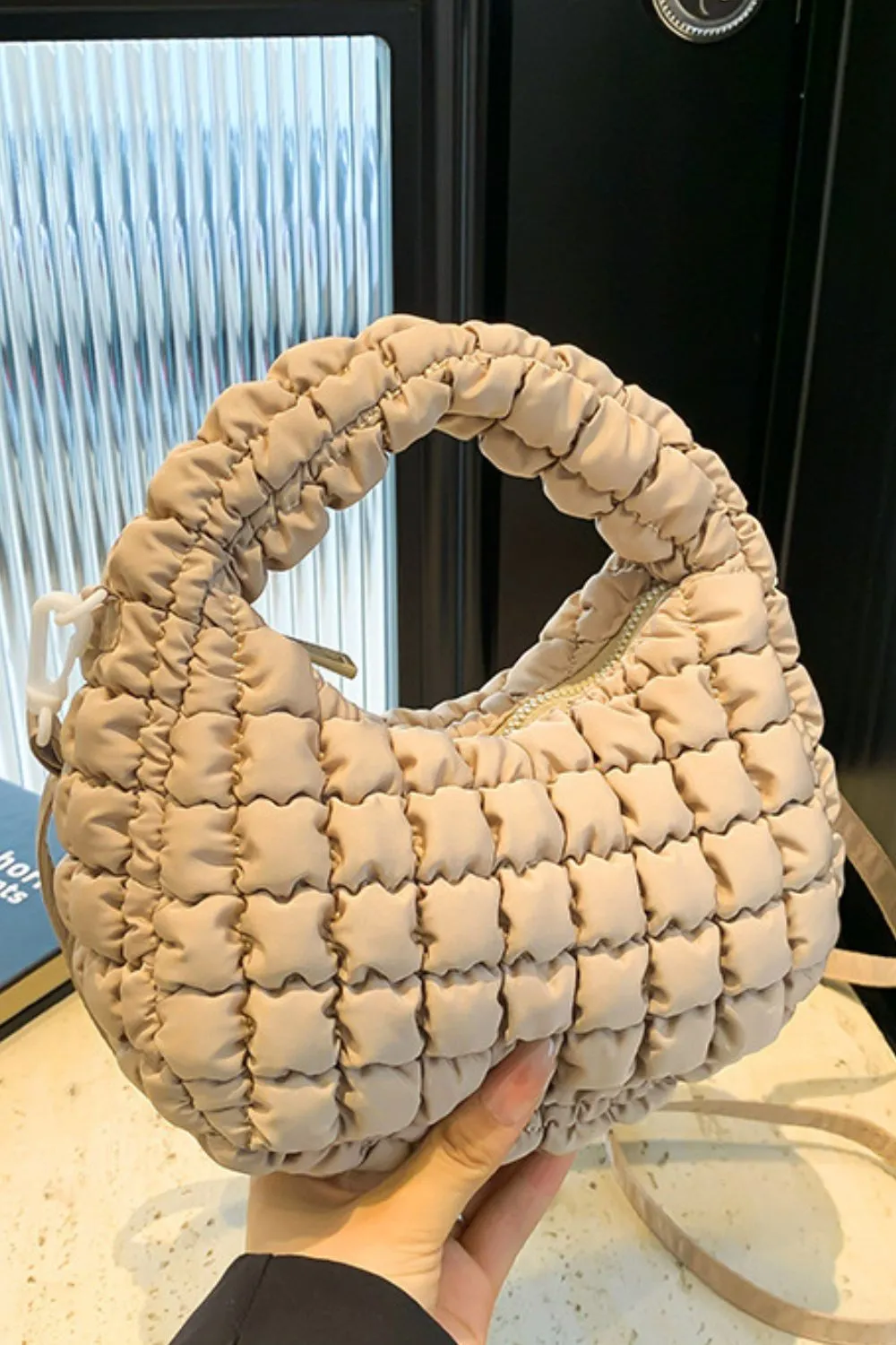 Quilted Puffy Removable Strap Crossbody Bag, image 9