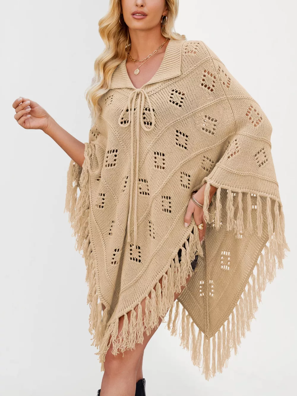 Fringe Openwork Knit Cover Up, image 17