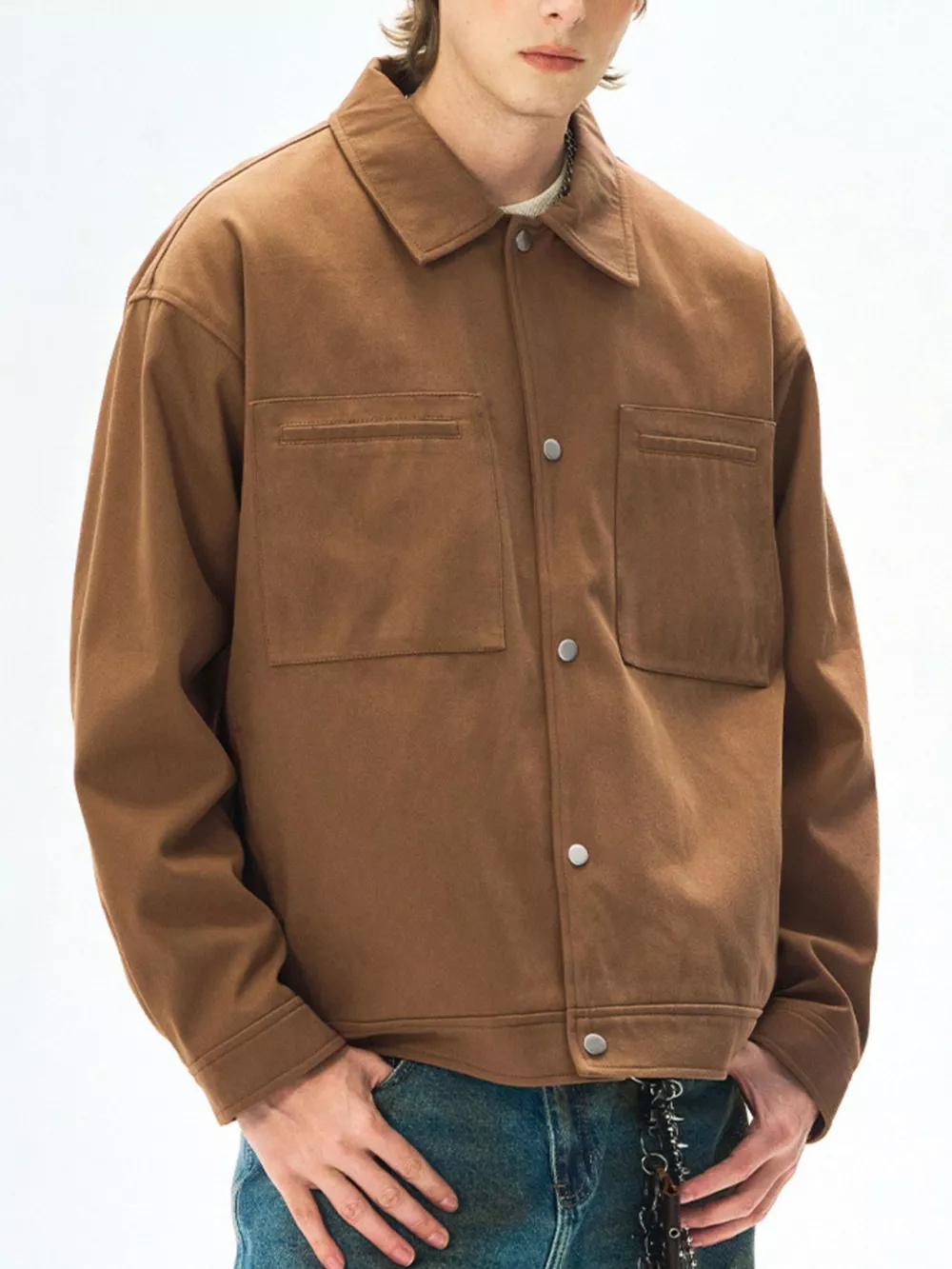 Men's Plus Size Casual Snap Down Jacket, image 2
