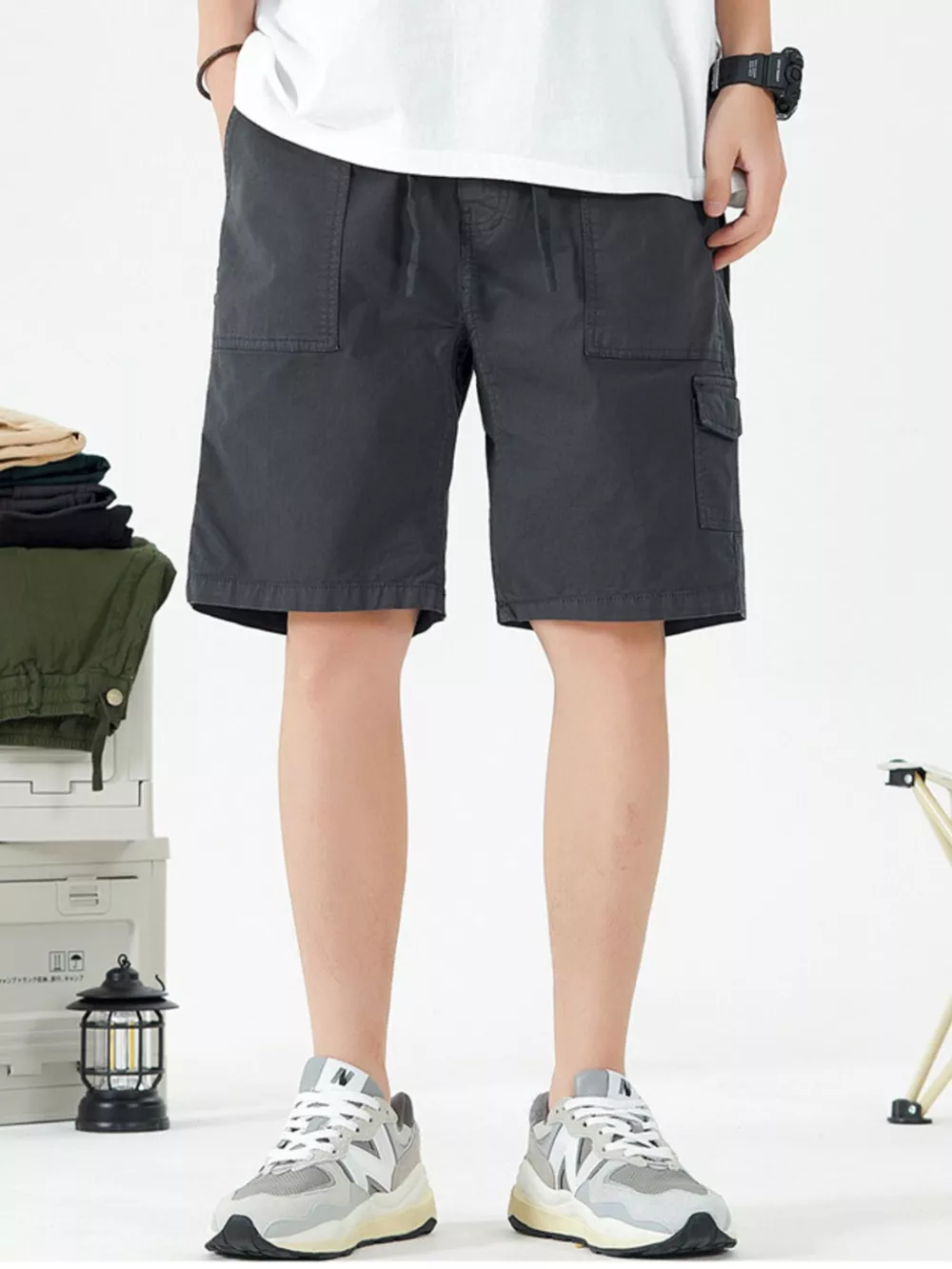 Men's Full Size Casual Cargo Shorts with Drawstring Plus Size, image 2