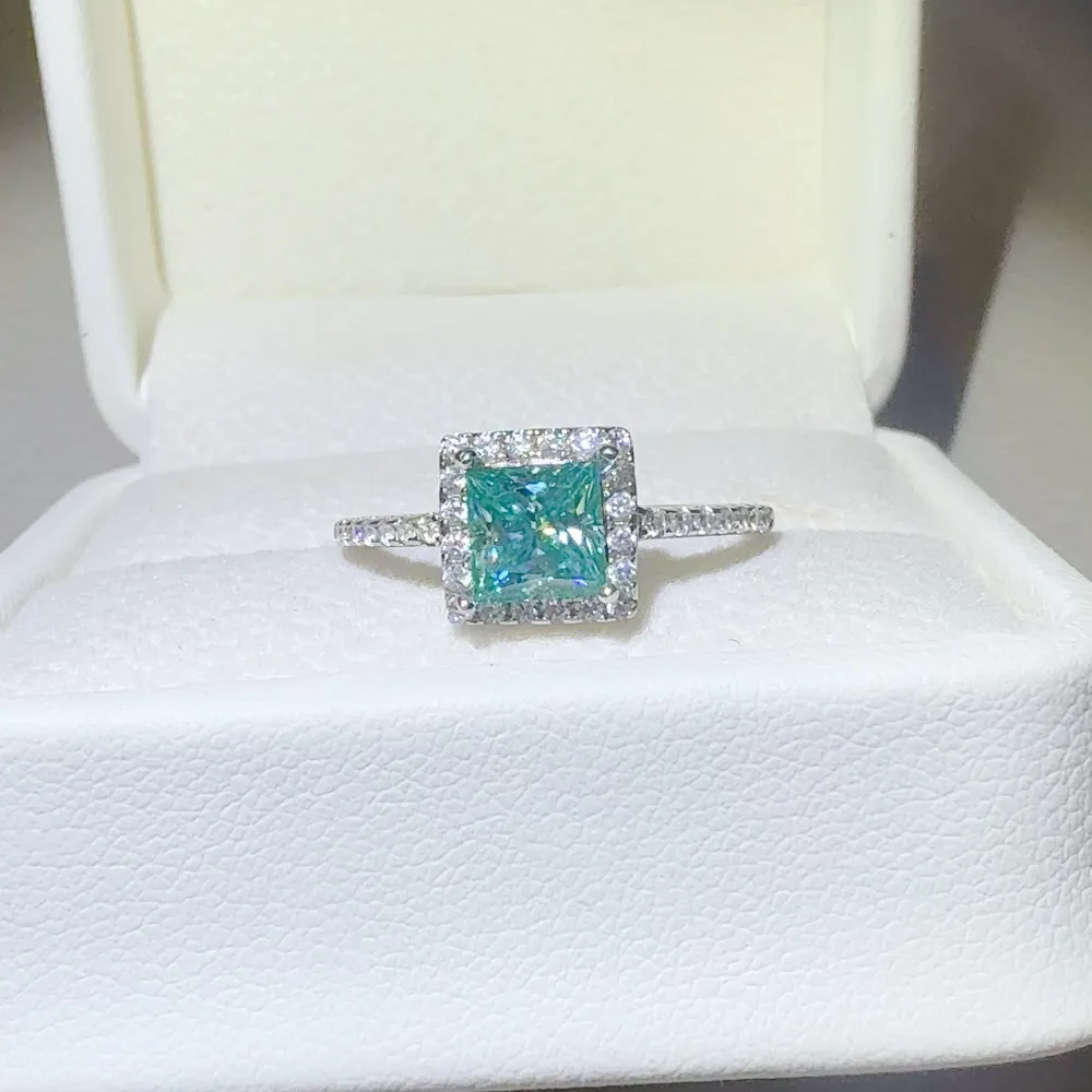 2 Carat 925 Sterling Silver Moissanite Square Shape Ring, image 2