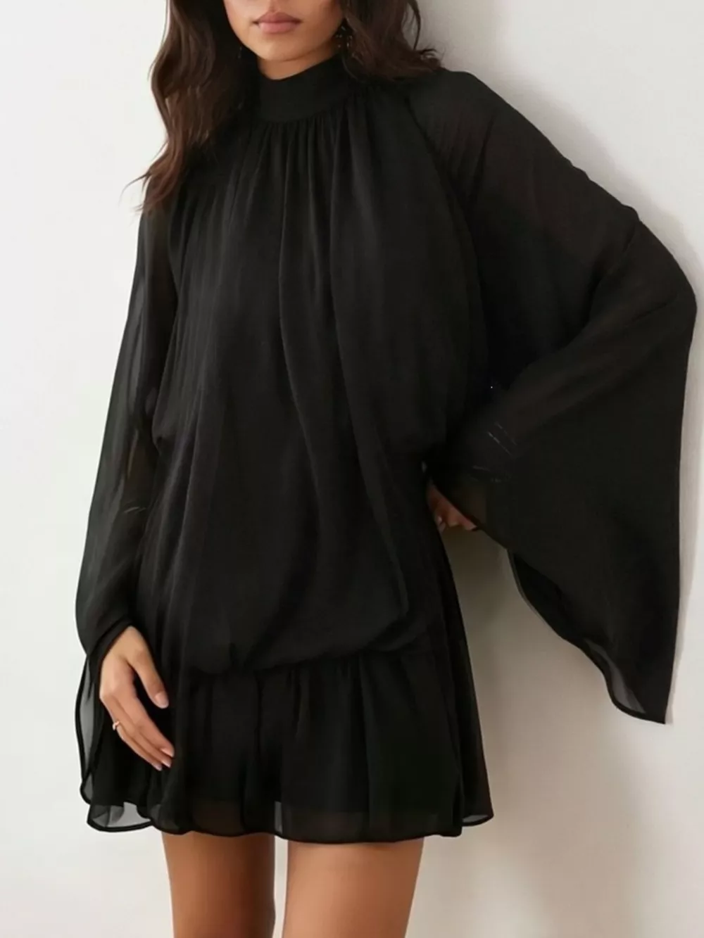 Tie Back Flare Sleeve Mini Dress, image 3