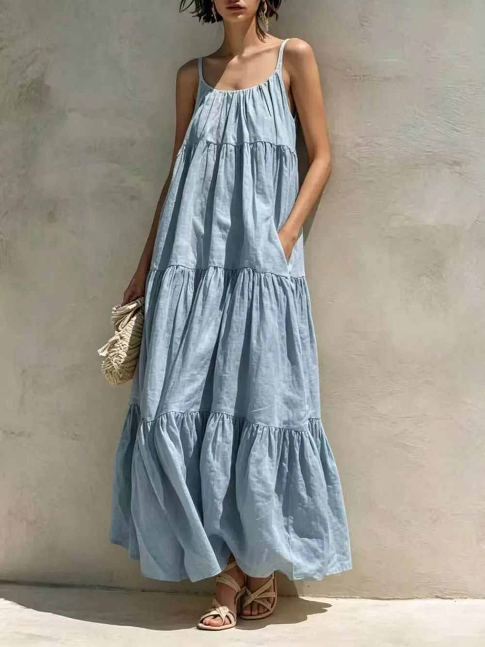 Tiered Scoop Neck Maxi Dress, image 5