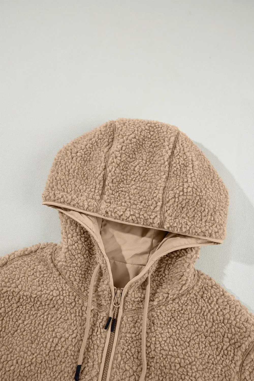 Drawstring Fleece Zip Up Hooded Jacket, image 15