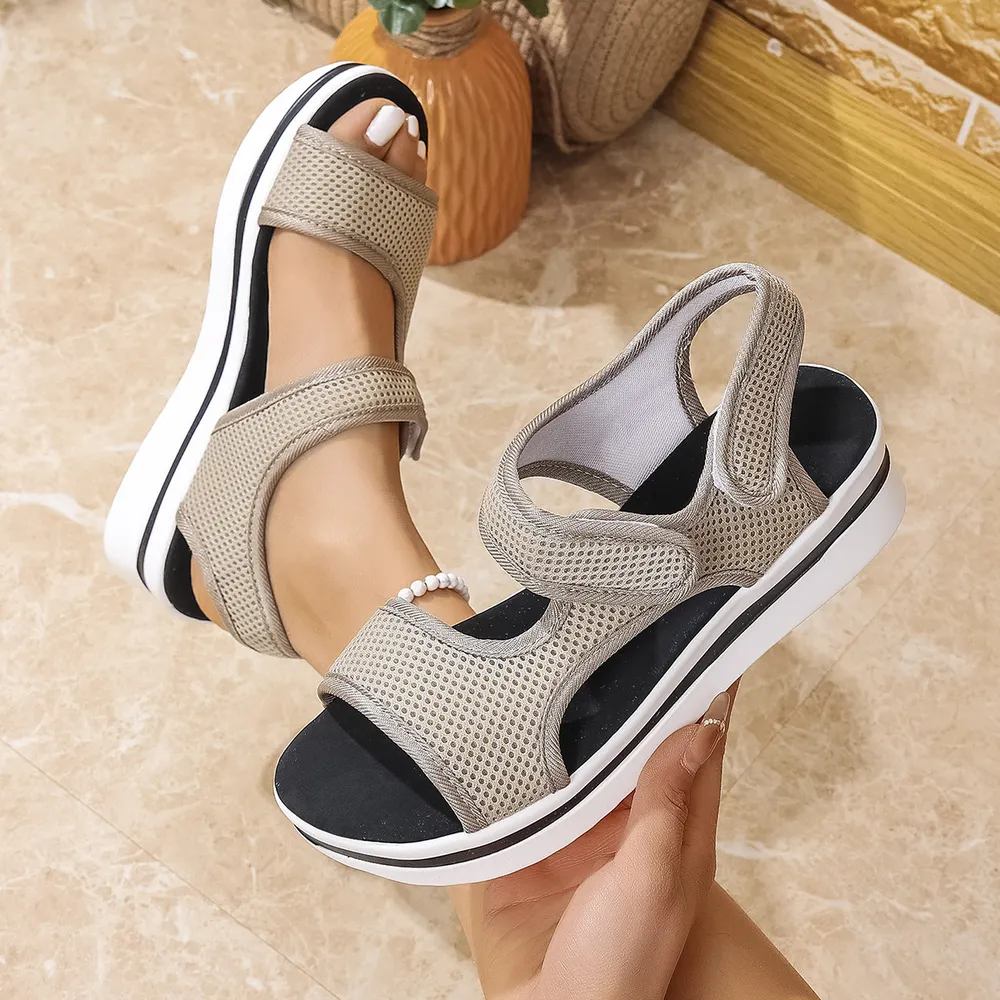 Mesh Open Toe Platform Sandals, image 5
