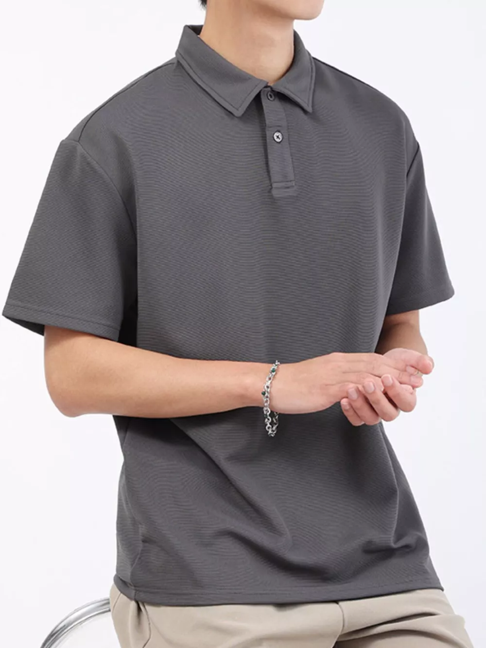 Men's Plus Size Textured Breathable Performance Polo, image 3