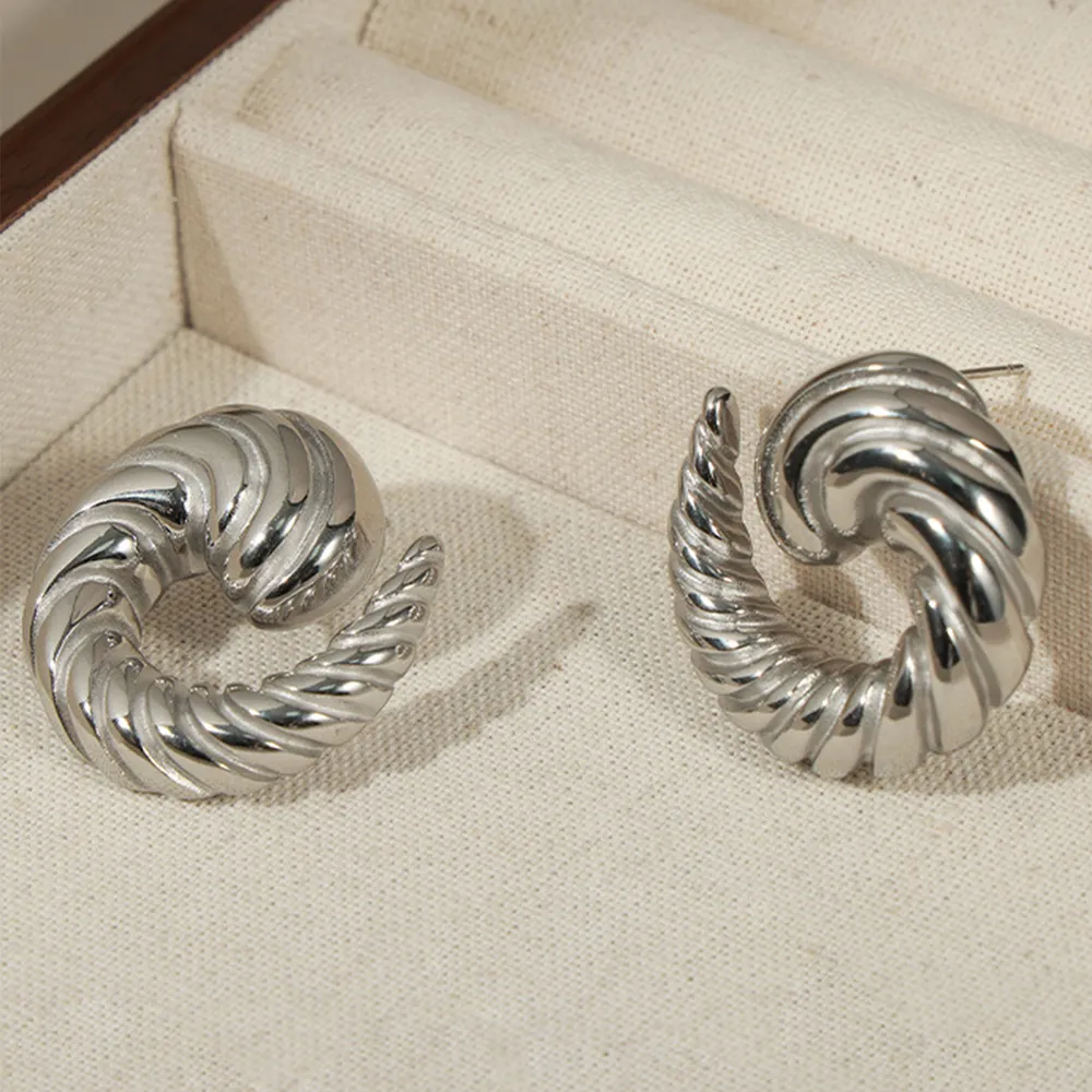 Titanium Steel Spiral Shape Stud Earrings, image 5
