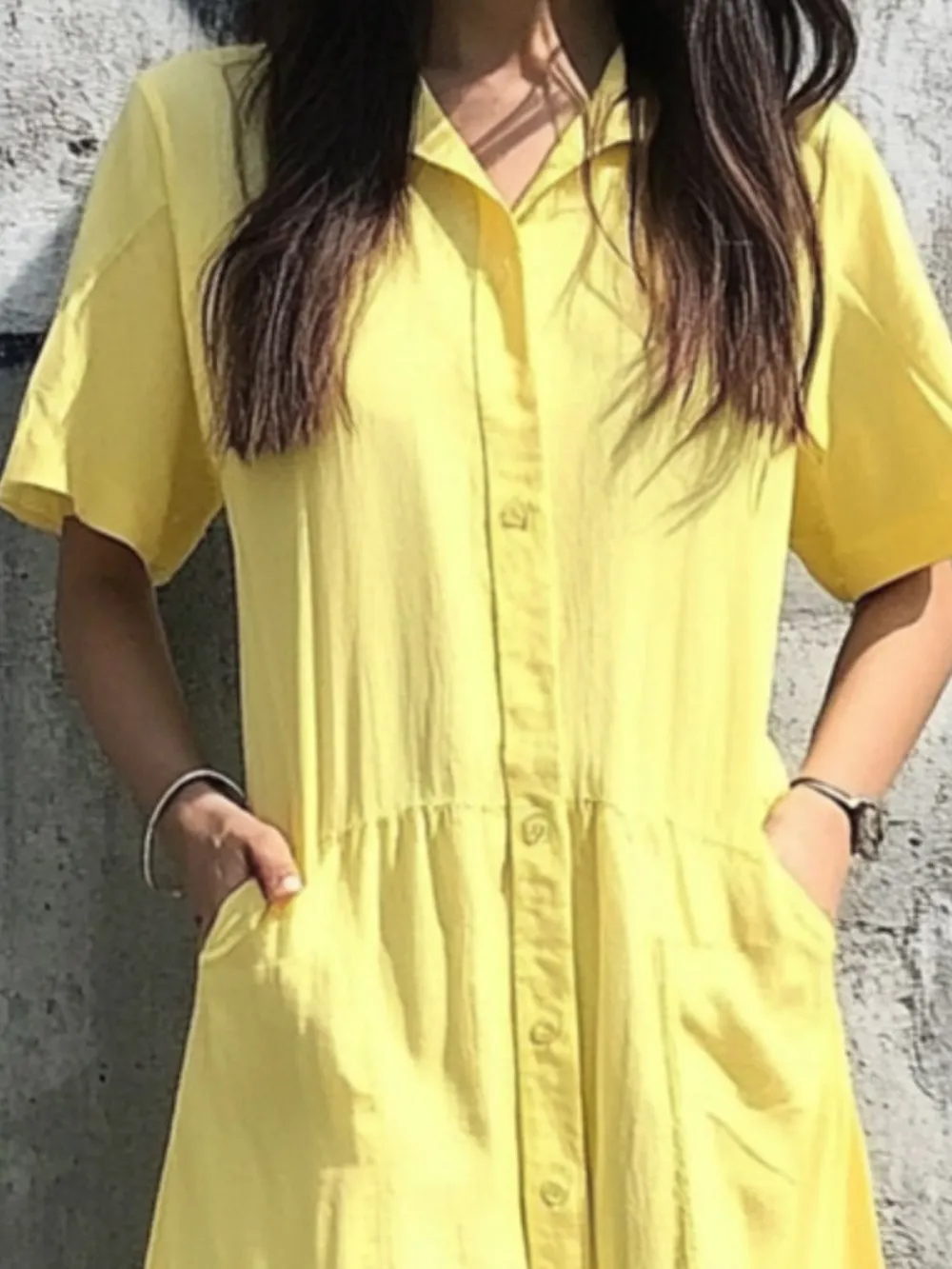 Button Front Short Sleeve Midi Dress, image 3
