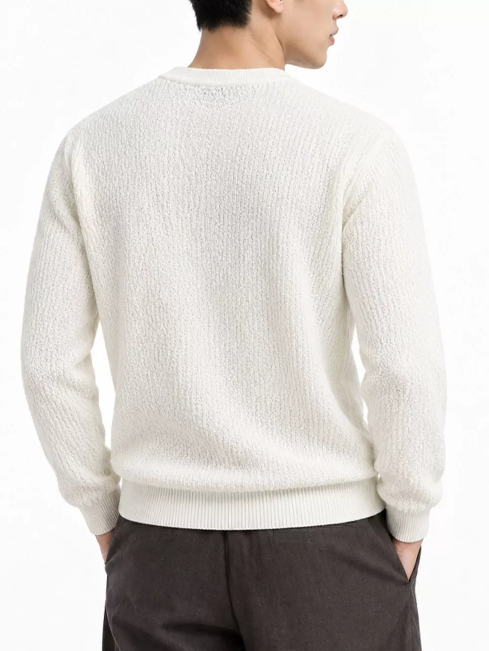 Men's Plus Size Textured Crew Neck Sweater, image 9