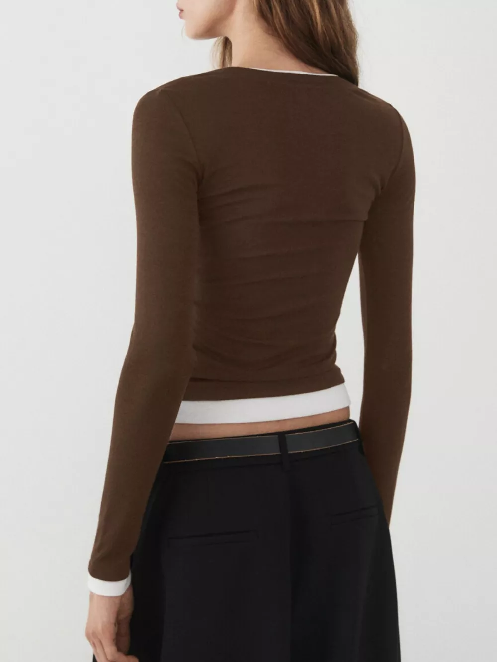 Layered Look Long-Sleeve Slim-Fit T-Shirt, image 4