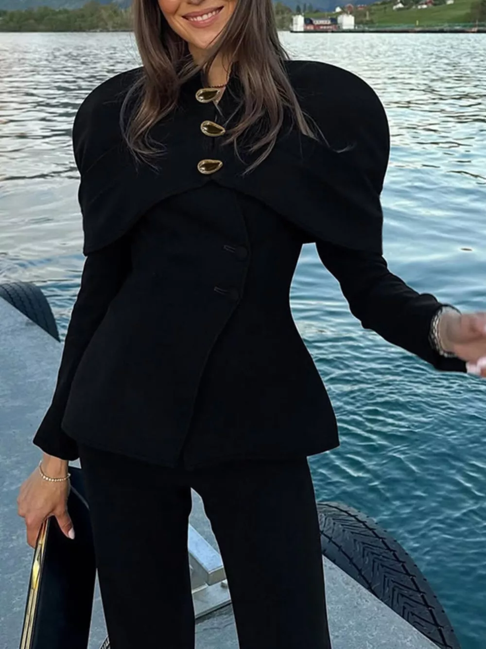 Cape-Style Button Up Outerwear, image 2